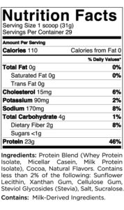 protein powder label